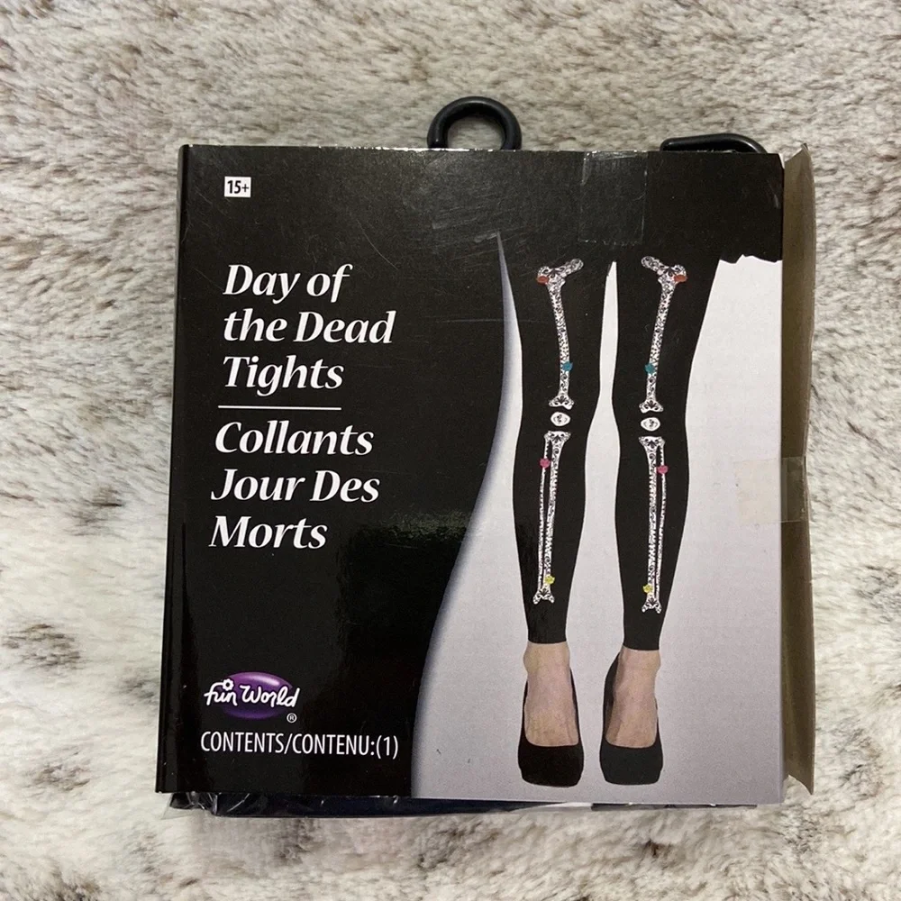 NWT! Day Of The Dead tights Halloween skeleton Dia De Los Muertos trick or treat